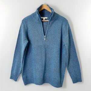 Carolyn Taylor Blue 1/4 Zip Sweater High Neck Plus Warm Acrylic